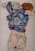 Egon Schiele kvinna under avkladning oil painting artist